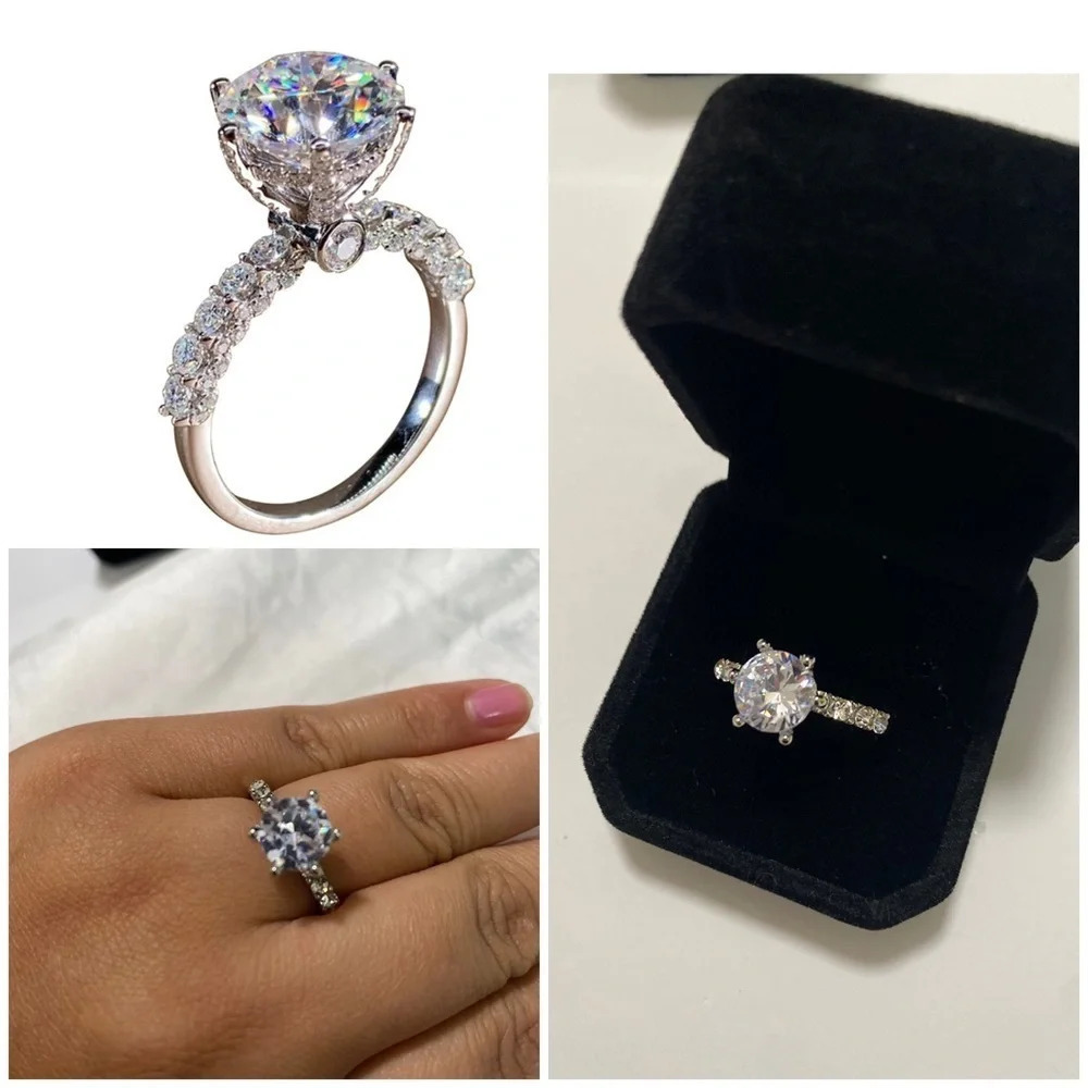 Elegant Sterling Silver White Topaz New Charms Unique Ring‎ Size 10